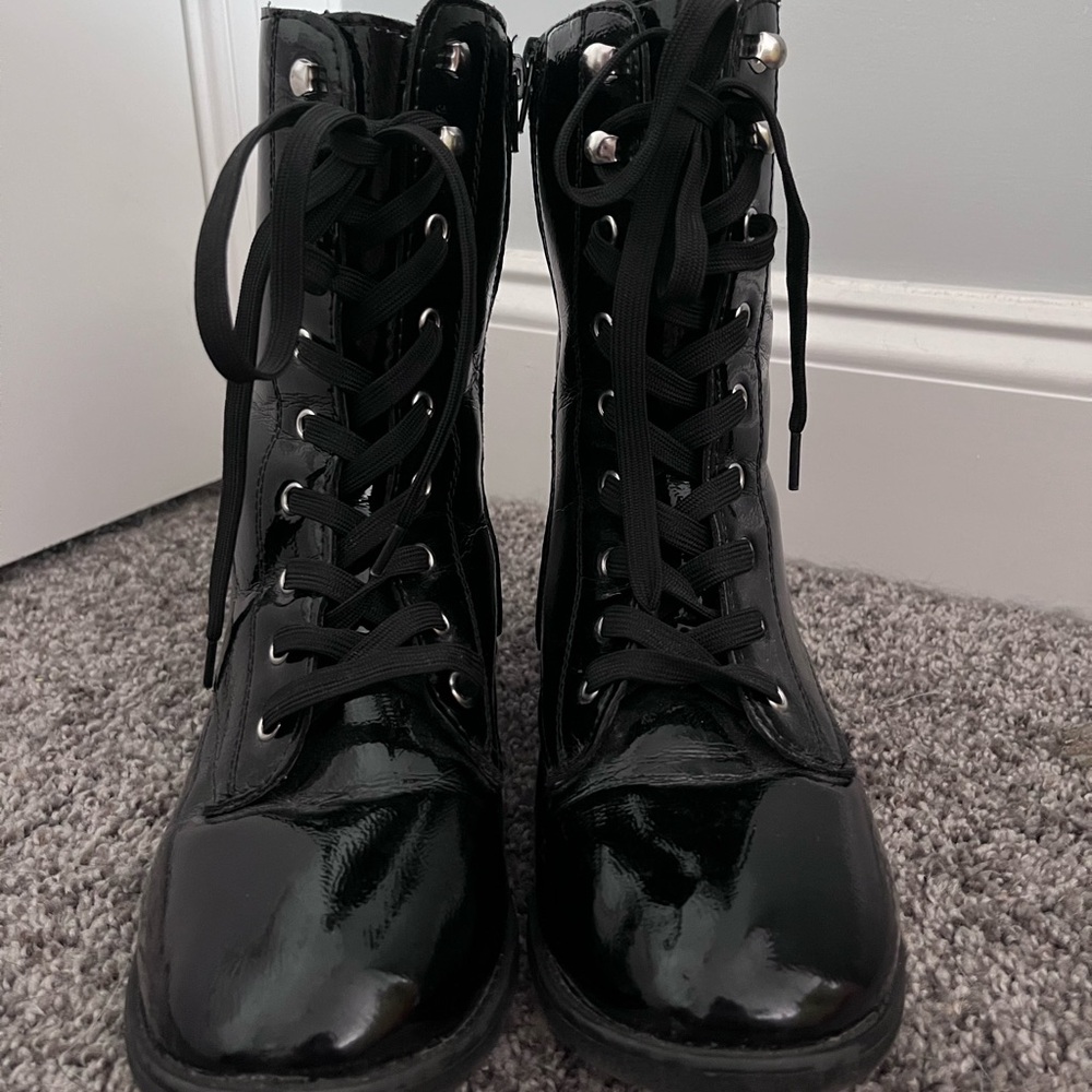 Black Patent Leather Women's Boots